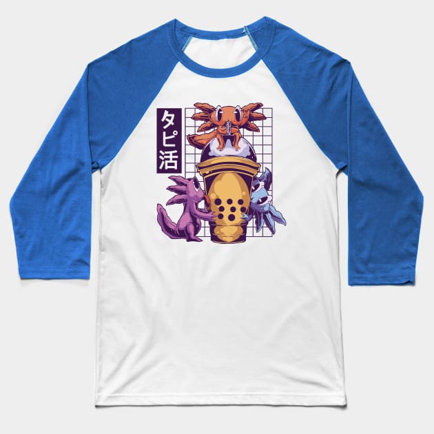 Axolotl Bubble Tea T S Baseball T-Shirt by LindenDesigns